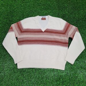 Vintage 80s MOD Cropped Sweater L/XL 22x24 Beige Preppy Cozy